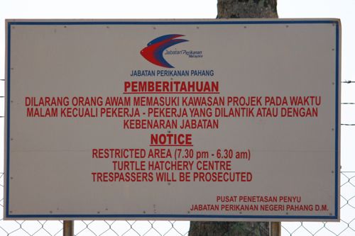 prohibition signboard on the beach at turtle sanctuary center