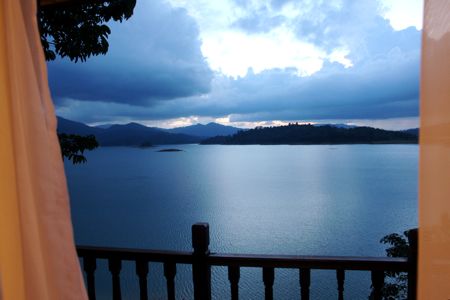 cooling view of lake kenyir after sunset