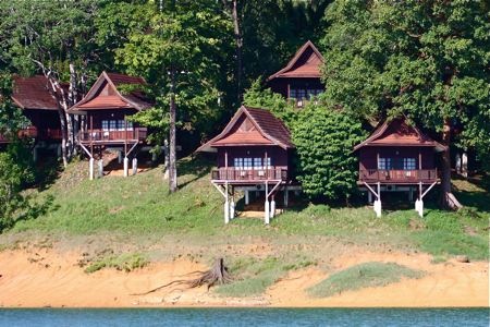 resort chalets at lake kenyir, malaysia